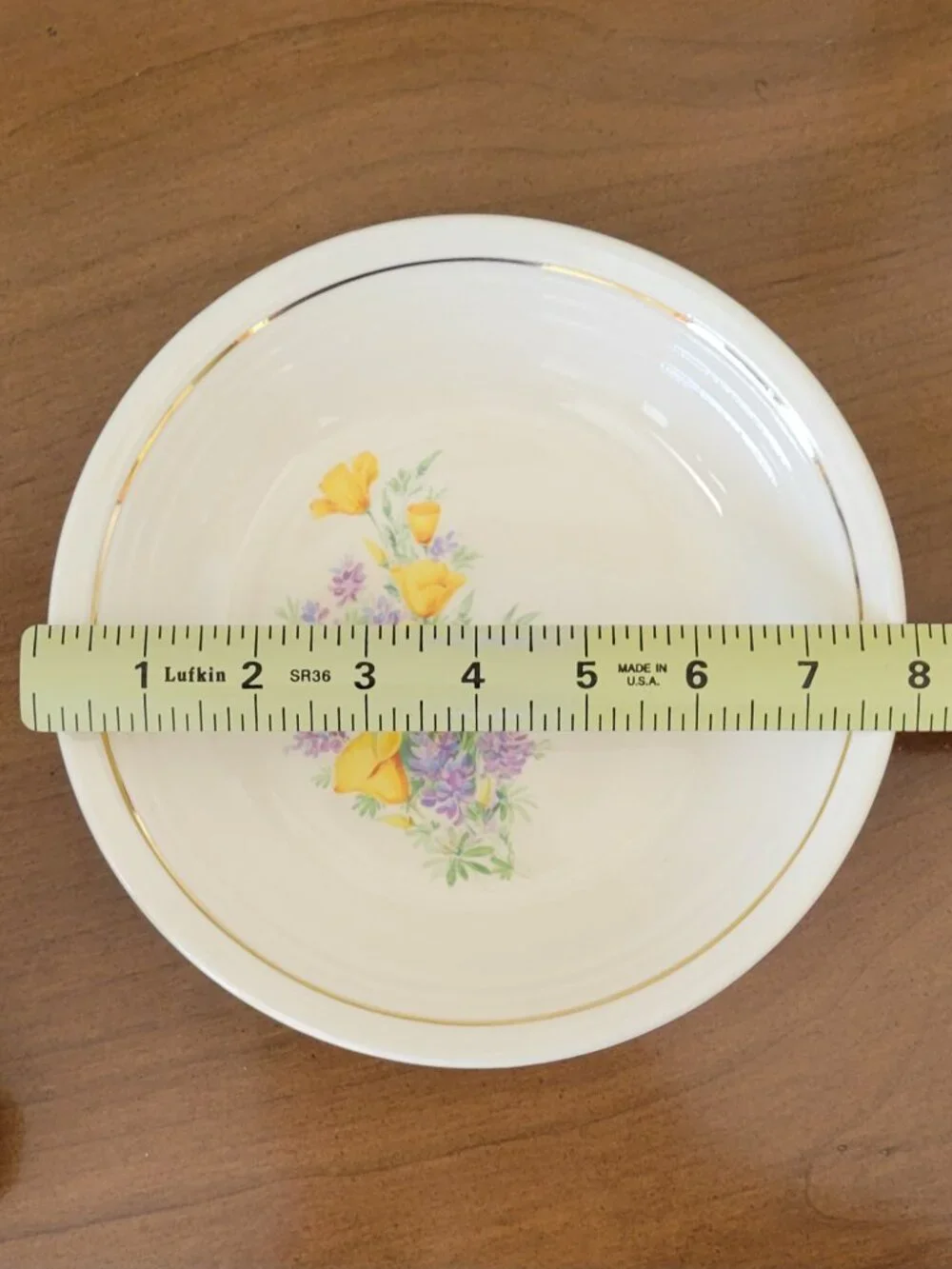 Universal Potteries UPICO Ivory Buttercup & Lavender Floral 7.5” Shallow Dish